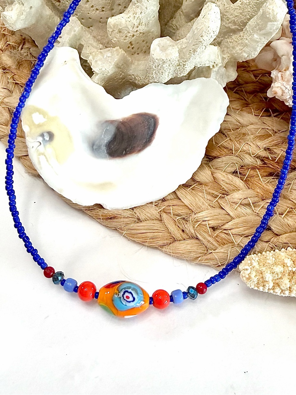 Colorful  Millefiori Glass Beaded Necklace
